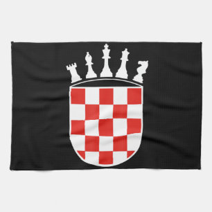 Kroatische Flaggenfarben Schachspieler-Geschenke f Geschirrtuch
