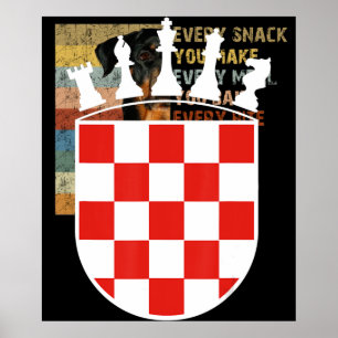 Kroatische Flaggenfarben Schachspieler Geschenke f Poster