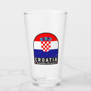 Kroatische Flaggenmarke gestört Vintag Glas