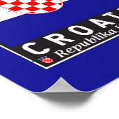 Kroatische Flaggenmarke gestört Vintag Poster (Ecke)