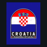 Kroatische Flaggenmarke gestört Vintag Poster<br><div class="desc">Kroatien leidet unter einem Emblem mit der Flagge und dem Wappen.</div>