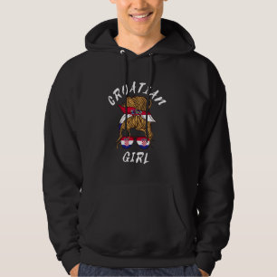 Kroatische Girl Messy Bun Pride Croatia Roots Hrva Hoodie