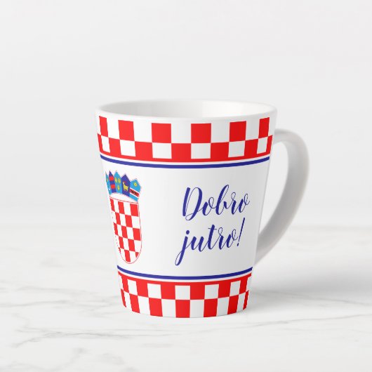 Kroatische Guten Morgen Dobro Jutro Latte Tasse (Rechte Ecke)