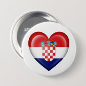 Kroatische Herz-Flagge auf Weiß Button (Vorne & Hinten)