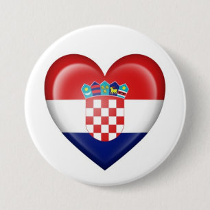 Kroatische Herz-Flagge auf Weiß Button