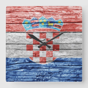 Kroatische Holzflagge Quadratische Wanduhr