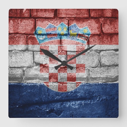 Kroatische Mauer Quadratische Wanduhr (Vorderseite)