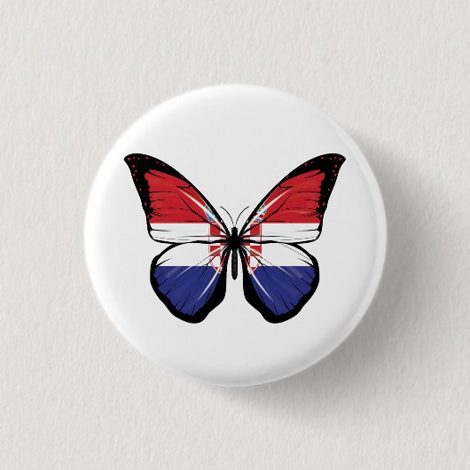 Kroatische Schmetterlingsflagge Button (Vorderseite)