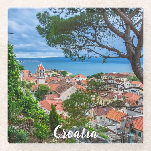 Kroatische Stadt Omis. Glasuntersetzer (Vorderseite)