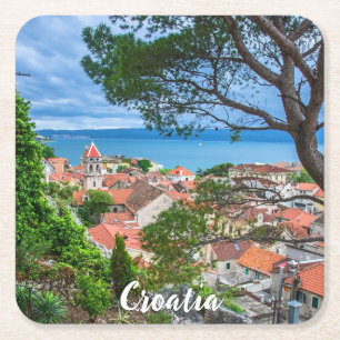 Kroatische Stadt Omis Rechteckiger Pappuntersetzer