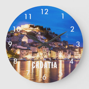 Kroatische Stadt Sibenik bei NachtNotebook Große Wanduhr