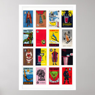 Kroatische Streichholzschachtel-Etiketten-Collage, Poster