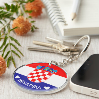 Kroatische Wappen | Hrvatski grab w/Text Schlüsselanhänger
