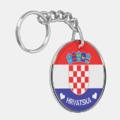 Kroatische Wappen | Hrvatski grab w/Text Schlüsselanhänger (Vorderseite links)