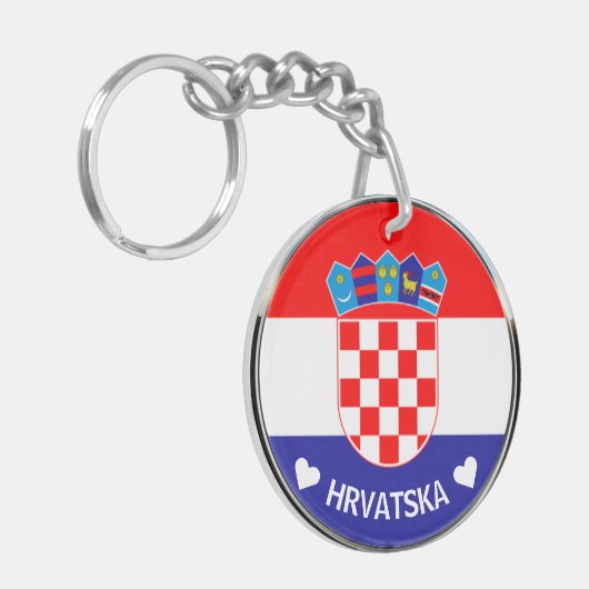 Kroatische Wappen | Hrvatski grab w/Text Schlüsselanhänger (Vorderseite links)