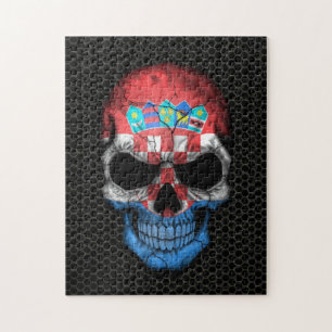 Kroatischer Flaggen-Schädel auf Puzzle