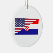 Kroatisches amerikanisches Stolz US kroatische Fla Keramik Ornament (Rechts)