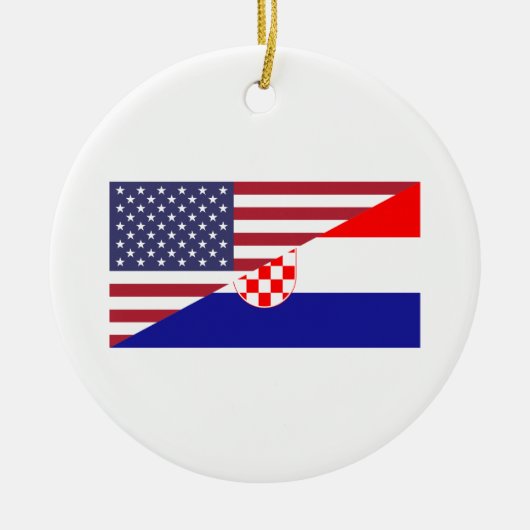 Kroatisches amerikanisches Stolz US kroatische Fla Keramik Ornament (Vorne)