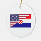 Kroatisches amerikanisches Stolz US kroatische Fla Keramik Ornament (Links)