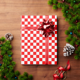 Kroatisches rot-weißes Karomuster Geschenkpapier