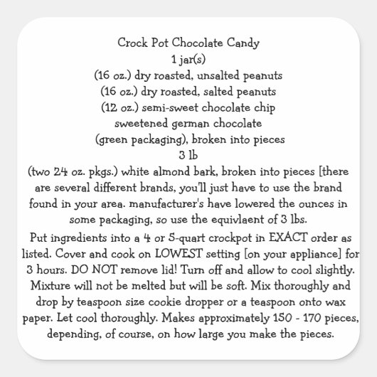 KROCK POT CHOC. CANDY STICKERS RECIPE (Vorderseite)