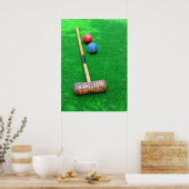 Krocketgeräte auf Kunstrasen Poster (Küche)