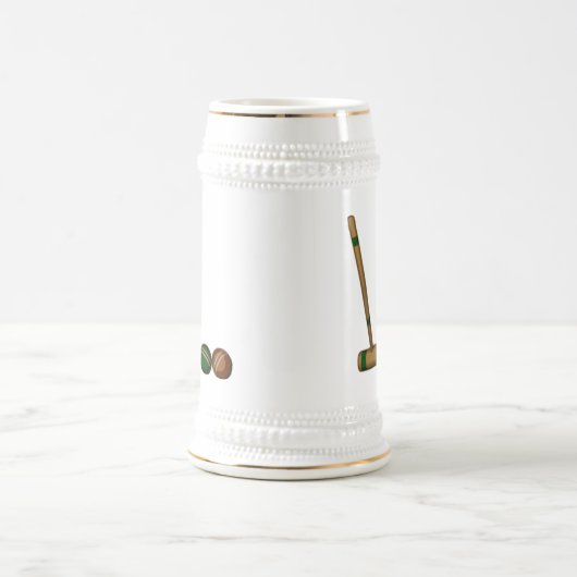 Krocketschläger und Bälle Bierglas (Mittel)