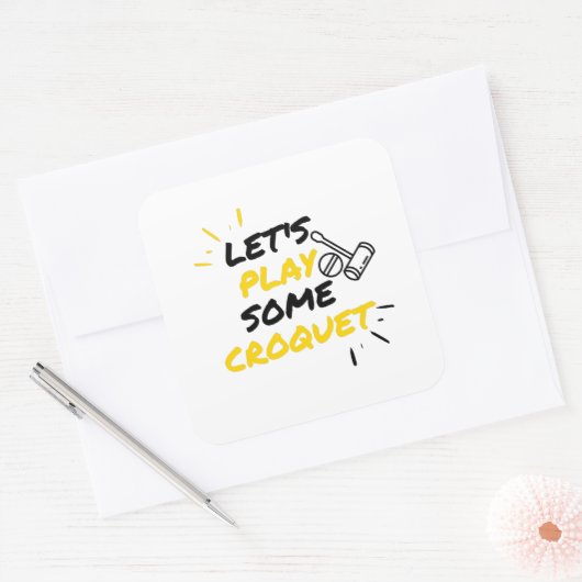 Krocketspieler Quadratischer Aufkleber (Umschlag)