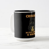 Krockette, weil Mord ist falsch schwarze Katze Zweifarbige Tasse (Vorderseite Links)