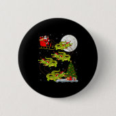 Krokodil Alligatoren Weihnachtsmann Schlitten Flie Button (Vorderseite)