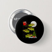 Krokodil Alligatoren Weihnachtsmann Schlitten Flie Button (Vorne & Hinten)