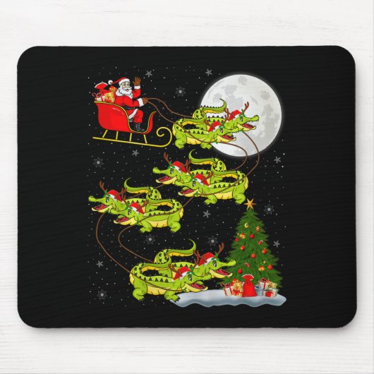 Krokodil Alligatoren Weihnachtsmann Schlitten Flie Mousepad (Vorne)