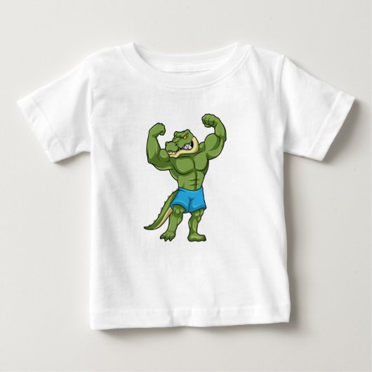 Krokodil als Bodybuilder extrem Baby T-shirt (Vorderseite)