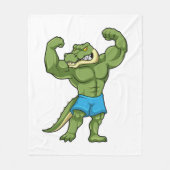 Krokodil als Bodybuilder extrem Fleecedecke (Vorderseite)