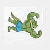 Krokodil als Bodybuilder extrem Fleecedecke (Vorderseite (Horizontal))