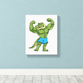 Krokodil als Bodybuilder extrem Leinwanddruck (Insitu (Holzboden))