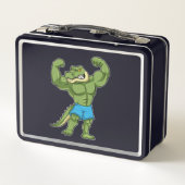 Krokodil als Bodybuilder extrem Metall Brotdose (Rückseite)