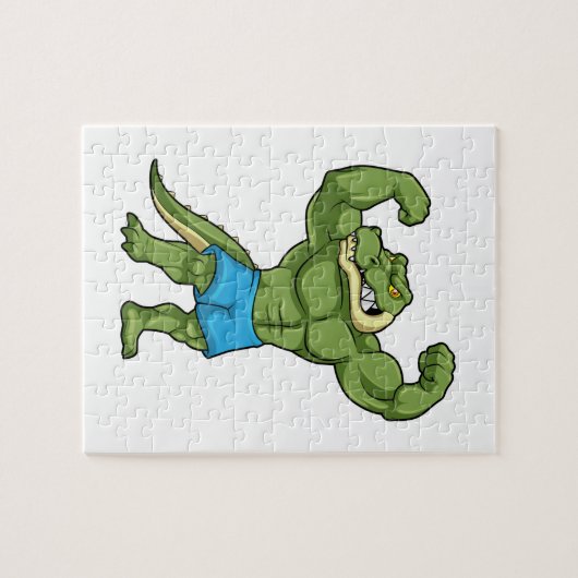 Krokodil als Bodybuilder extrem Puzzle (Horizontal)