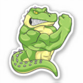 Krokodil als Bodybuilder & große Muskeln Aufkleber (Vorderseite)