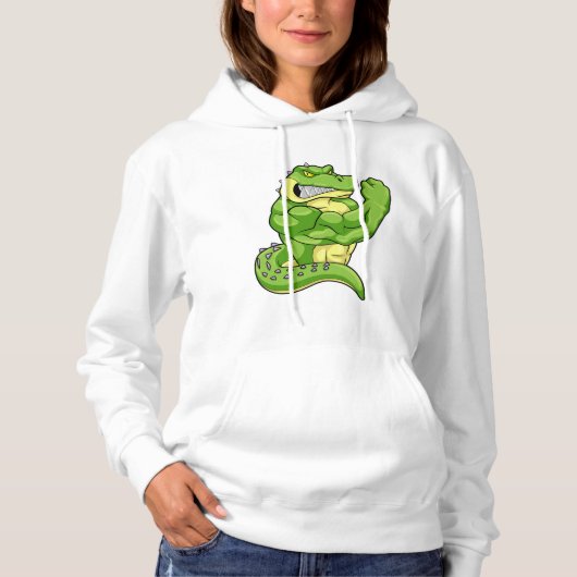 Krokodil als Bodybuilder & große Muskeln Hoodie (Vorderseite)