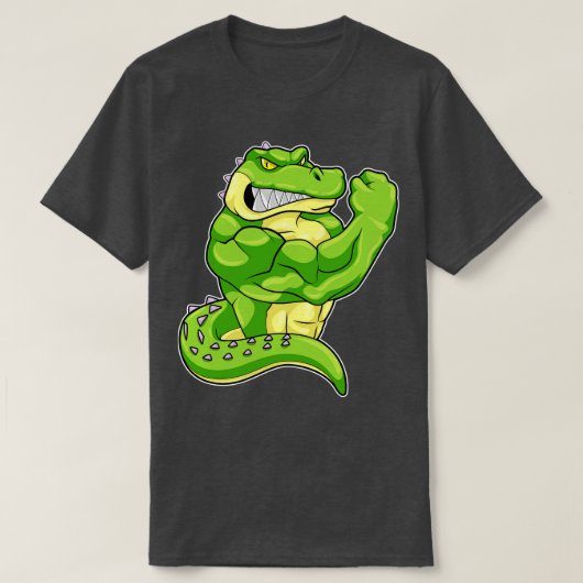 Krokodil als Bodybuilder mit großen Muskeln T-Shirt (Design vorne)