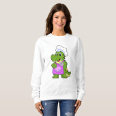 Krokodil als Koch mit Spatula Sweatshirt (Vorne ganz)
