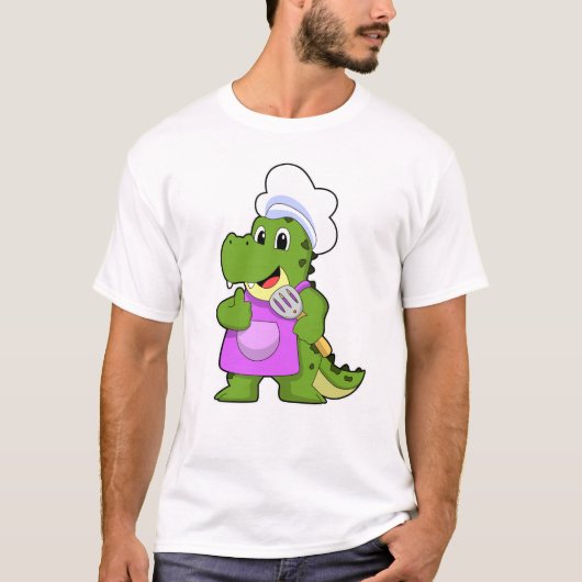Krokodil als Koch mit Spatula T-Shirt (Vorderseite)