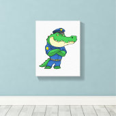 Krokodil als Polizeibeamter mit einheitlicher Leinwanddruck (Insitu (Holzboden))