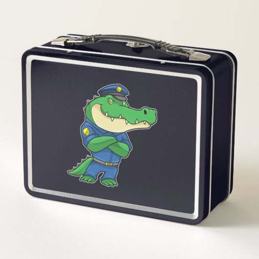 Krokodil als Polizeibeamter mit einheitlicher Metall Brotdose (Rückseite)