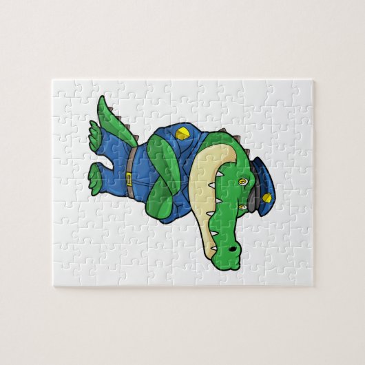 Krokodil als Polizeibeamter mit einheitlicher Puzzle (Horizontal)