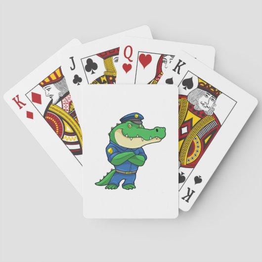 Krokodil als Polizeibeamter mit einheitlicher Spielkarten (Rückseite)