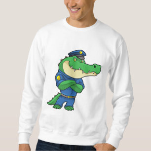 Krokodil als Polizeibeamter mit einheitlicher Sweatshirt