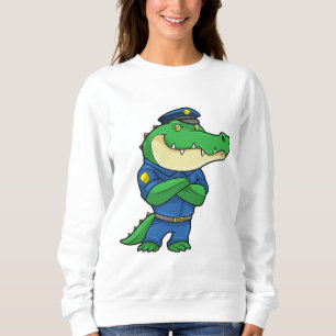 Krokodil als Polizeibeamter mit einheitlicher Sweatshirt