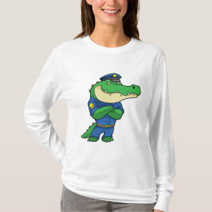 Krokodil als Polizeibeamter mit einheitlicher T-Shirt